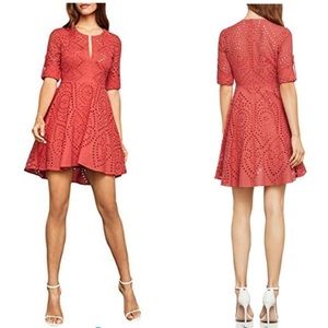 BCBGMAXAZRIA Long Sleeve Eyelet Dress